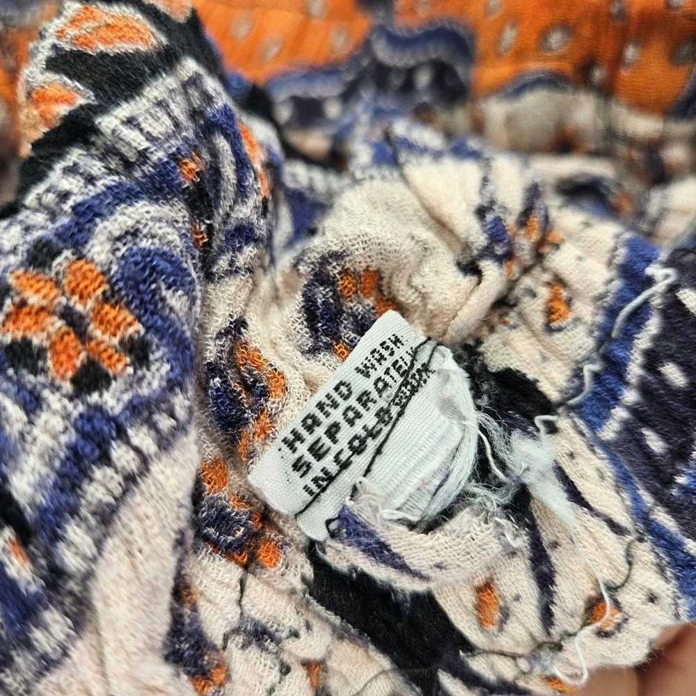 Vintage Semi-sheer Elephant Print Boho Maxi Skirt Orange Blue Black‎ White India